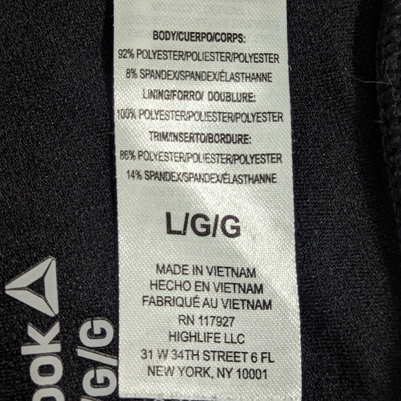 Reebok Racerback Black Sports Bra with Removable Pads Women's Size Large - Picture 8 of 8